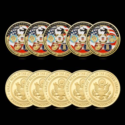 Купить 5pcs Non Magnetic USA Navy USAF USMC Army Craft Coast Guard Freedom Eagle 24K Gold Plate Rare Challenge Coin Collection