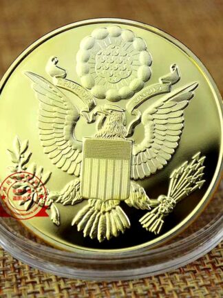 Купить 50pcs Non Magnetic Great Seal Of The United States Gold Plated Challenge Coin Craft Freedom Eagle All Seeing Eye Collection Badge
