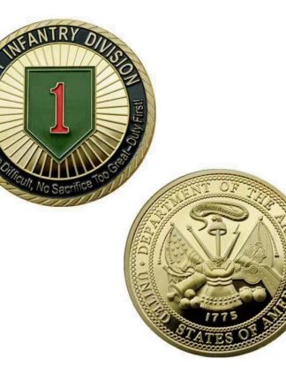 Купить 20pcs Non Magnetic 1775 USA Challenge Military Craft Army 1st Infantry Division Great Duty Soldier Honor Gold Plated Value Coin Collection Medal
