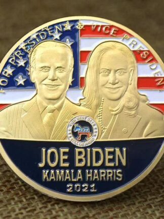 Купить 20pcs Non Magnetic Crafts US President Joe Biden Gold Plated Commemorative Coin Collectibles USA Challenge Badge