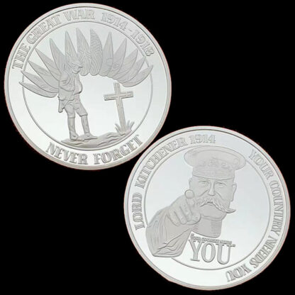 Купить 2pcs Non Magnetic 1914-1918 Commemorative Badge Craft Lord Kitchener 1914 Honor Medal Coins Collectibles Never Forget Your Country Needs You