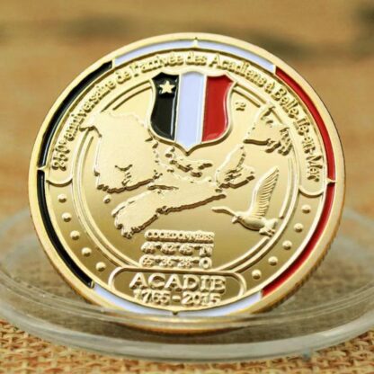 Купить Non Magnetic Challenge Coin Craft Acadie 1765-2015 BELLE ILE EN MER Gold Plated Collection Coin Gift