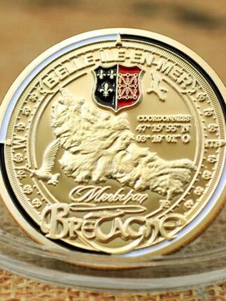 Купить 50pcs Non Magnetic Challenge Coin Craft Acadie 1765-2015 BELLE ILE EN MER Gold Plated Collection Coin Gift
