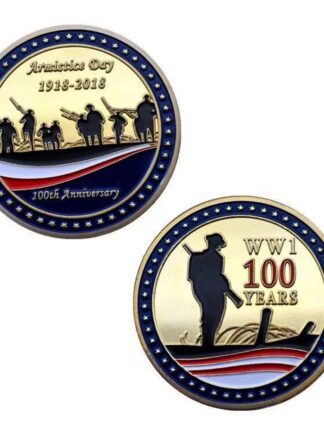 Купить 2pcs Non Magnetic Commemorative Coin Craft First World War Armistice Day 100 Years Anniversary Gold Plated Collection Badgein