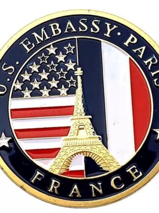 Купить 2pcs Non Magnetic Crafts USA Department Of State Embassy Paris France Tower Souvenir Challenge Gold Plated Collectible Coin