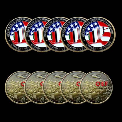 Купить 5pcs Non Magnetic Crafts Operation Enduring Freedom Combat Veteran OEF Bronze Plated Challenge Coin