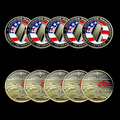 Купить 5pcs Non Magnetic Crafts Challenge Coin Operation Enduring Freedom Combat Veteran OIF Bronze Plated Miliatry