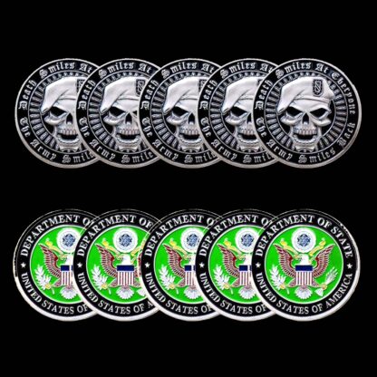 Купить 5pcs Non Magnetic Metal Craft USA Military Challenge Coin Green Beret In God We Trust State Department Statue of Liberty & Eagle Token Badge Collection