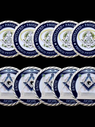 Купить 5pcs Non Magnetic Masonic Commemorative Badge Craft Freemason Medal Silver Plated Coin Association Under A Brotherhood of Man