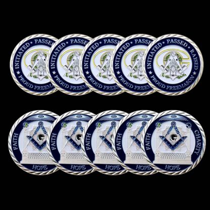 Купить 5pcs Non Magnetic Masonic Commemorative Badge Craft Freemason Medal Silver Plated Coin Association Under A Brotherhood of Man