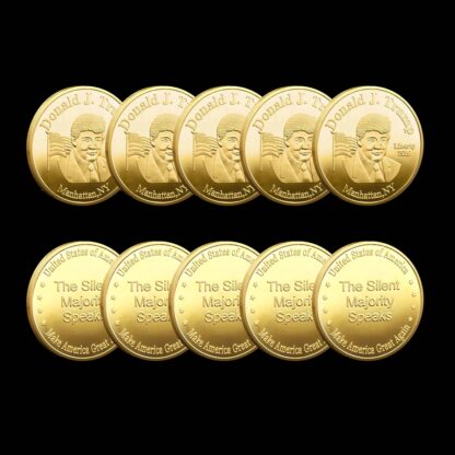 Купить 5pcs Non Magnetic Donald Trump Craft The Majority Speaks Make American Great Again Gold Plated Collectible Coin