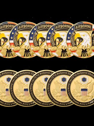 Купить 5pcs Non Magnetic American 101St Airborne Division Air Force Challenge Gold Plated Coin 1.57"*0.12" Operation Iraqi Freedom Souvenir US Medal