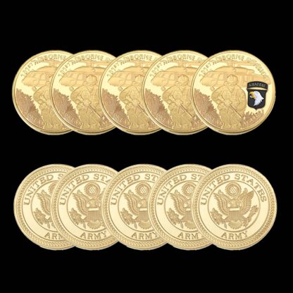 Купить 5pcs Non Magnetic US Army 101st Airborne Screaming Eagles Military Craft Gold Plated Souvenir Challenge Coin Collection Medal