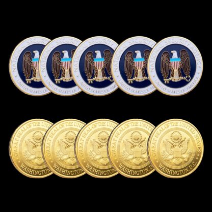 Купить 5pcs Non Magnetic US Army Craft Gold Eagle Coin National Security Agency Washington.D.C 1oz Plated Challenge Badge