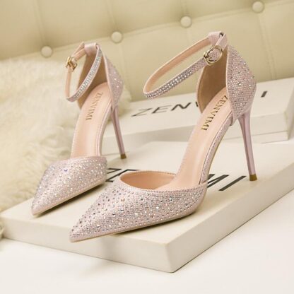 Купить Runway style Glitter Rhinestones Women Pumps Crystal bowknot Satin Summer Lady Shoes Genuine leather High heels Party Prom Shoes