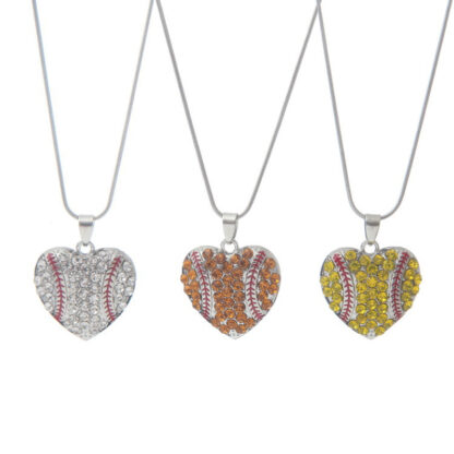 Купить Charm Rhinestone Baseball Necklace Softball Pendant Necklace Love Heart Sweater Jewelry Accessories Party Favor Gifts 0359