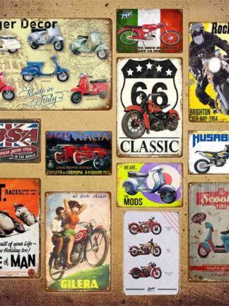 Купить Classic Route 66 Motorcylces Poster Pub Bar Garage Decoration Scooter Tin Signs Vintage Shabby chic Metal Plate MV Plaque YI-002