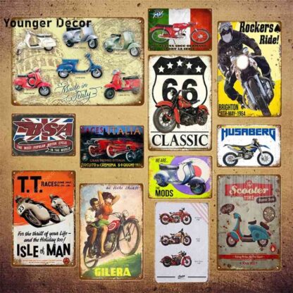 Купить Classic Route 66 Motorcylces Poster Pub Bar Garage Decoration Scooter Tin Signs Vintage Shabby chic Metal Plate MV Plaque YI-002