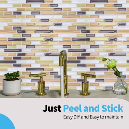Купить Art3d 30x30cm 3D Wall Stickers Self-adhesive Champagne Gold Peel and Stick Backsplash Tile for Kitchen Bathroom
