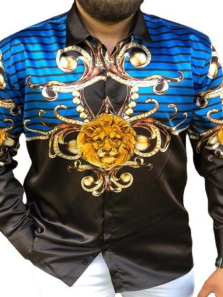 Купить pattern shirt long sleeve camicetta cardigan world gang blouses Slim fit lion Vintage button up Vestito blouse