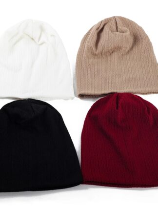 Купить New Fashion High Quality Men Women Ribbed Twisted Beanies Solid Color Hats Autumn Winter Cotton Warm Caps Knitted Beanies Cap