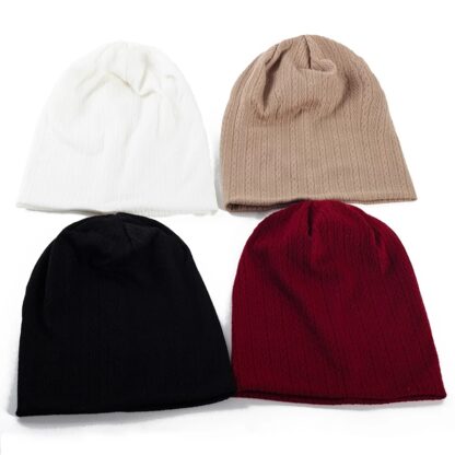 Купить New Fashion High Quality Men Women Ribbed Twisted Beanies Solid Color Hats Autumn Winter Cotton Warm Caps Knitted Beanies Cap