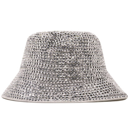 Купить Luxury Diamond Bucket Hat Female Women Bling Sun Hats Women's Caps Pu Cotton Reversible Fisherman Fishing Cap Girls Streetwear Wholesale