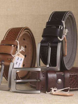 Купить Men's needle buckle Italian tree paste top casual imitation belt full leather without sand