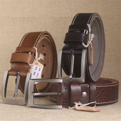 Купить Men's needle buckle Italian tree paste top casual imitation belt full leather without sand