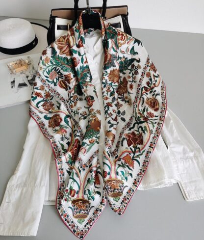 Купить New Fashion Scarves Women's 100% Pure Silk 12mm Satin Printed Big Square Scarf Wrap Kerchief 108cm 42.5" WD011-1