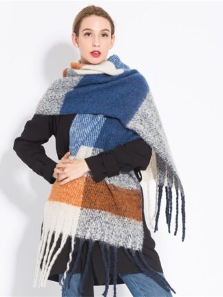 Купить New autumn and Winter female imitation cashmere Plaid Scarf tassel knitted wool scarf