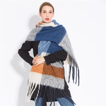 Купить New autumn and Winter female imitation cashmere Plaid Scarf tassel knitted wool scarf