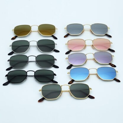 Купить Womens sunglasses Hexagonal Metal sunglasses flat glass lenses 11 colors with box and packages everything