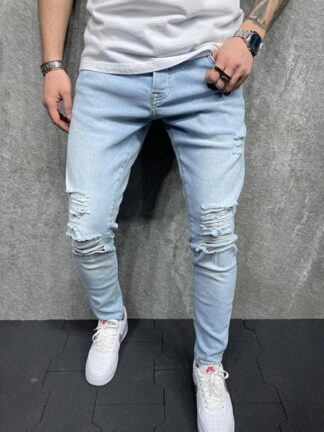 Купить ripped male slim fit grey jeans pantalones pantaloni wholesale denims trouser Skinny pantalo Locomotive Fashion high quality Pants
