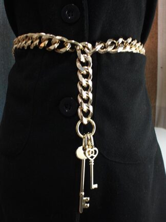 Купить Belts 2021 Luiury Metallic LOng Chain Waist Belt For Women Silver Gold Lock Statement Wide Punk Style Femele Cinture