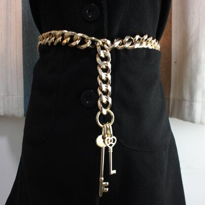 Купить Belts 2021 Luiury Metallic LOng Chain Waist Belt For Women Silver Gold Lock Statement Wide Punk Style Femele Cinture