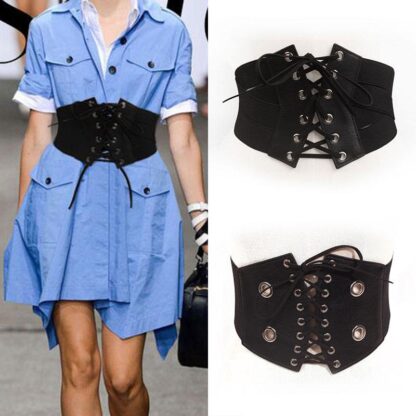 Купить Belts Elastic Zipper Waistband Lace Tie Belt Waist Seal Eyelet Waistbelts Girdle Retro Decorative Cummerband Punk Hip Hop