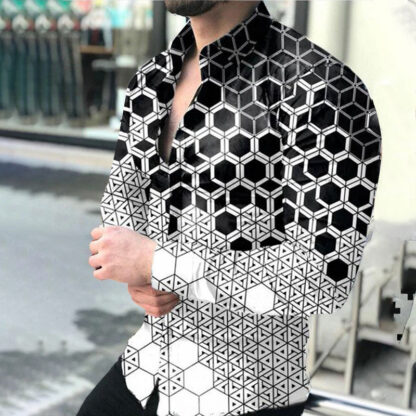 Купить autumn men printed Shirt Fashion Casual long Sleeves shirts Plus size Blouses