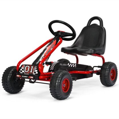 Купить Kids Pedal Go Kart 4 Wheel Ride On Toys w/ Adjustable Seat & Handbrake