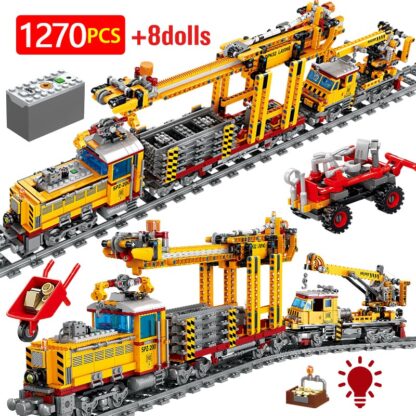 Купить Model Building Kits City Electric Track Train Blocks toys Mechanical Rail Trai Railway Car Figures Bricks Gift DIY Toys for Children Gifts