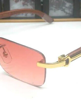 Купить Luxury Buffalo Horn Glasses Sunglasses Short Hardware Frameless Gold Red Piece Tea Slice Black Wood Leg Bamboo Gradient Designer Sunglass Wood Eyeglasses