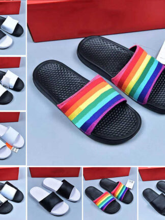 Купить Sale Newest summer neutral men women slippers fashion slides light weight triple black white grey outdoor mens flat flip flops beach hotel