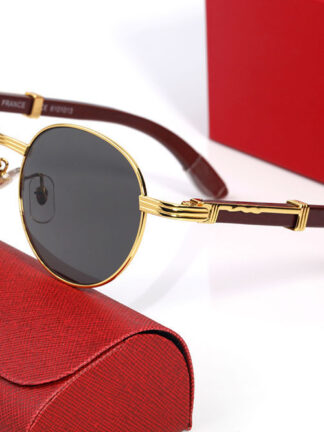 Купить Round Designer Sunglasses for Women Fashion Mens Sunglass UV400 Protection Oval Sport Vintage Oversized Full Frame Wooden Eyeglasses Man Retro Eyewear With Box