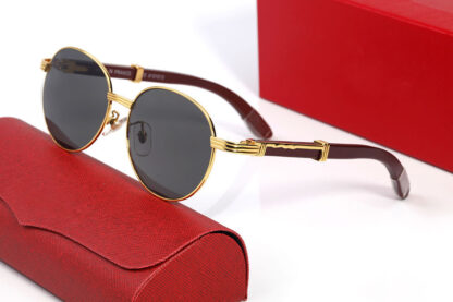 Купить Round Designer Sunglasses for Women Fashion Mens Sunglass UV400 Protection Oval Sport Vintage Oversized Full Frame Wooden Eyeglasses Man Retro Eyewear With Box
