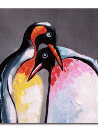 Купить Bedroom colorful colours canvas painting of the rainbow cartoon Penguin pop style lovely pet hand painted