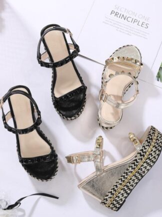 Купить 2021 Female Shoes Sandals Summer Comfortable Plus-Size Solid-Color Peep-Toe Backstrap Casual