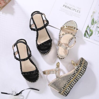 Купить 2021 Female Shoes Sandals Summer Comfortable Plus-Size Solid-Color Peep-Toe Backstrap Casual