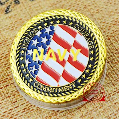 Купить 50pcs Non Magnetic US Military Army Craft Veteran United States Navy US Gold Eagle Commitment Courage Honor Metal Plated Challenge Coin