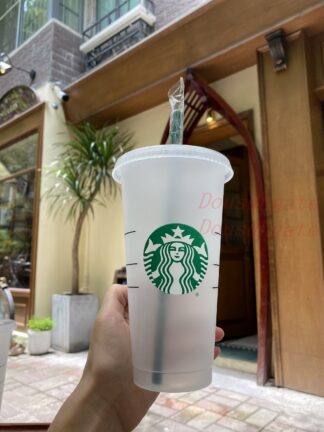 Купить Mermaid Goddess Starbucks 24oz/710ml Plastic Mugs Tumbler Reusable Clear Drinking Flat Bottom Pillar Shape Lid Straw Cups 5pcs mug 1