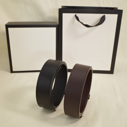 Купить Smooth Buckle Belt Unisex Fashion Man Woman Belts Genuine Leather Width 3.8cm Highly quality with Gift Box
